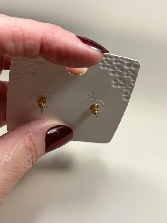 Iridescent Gold-Tone Crystal Earrings with White Pearl Drops - Picture 4 of 4